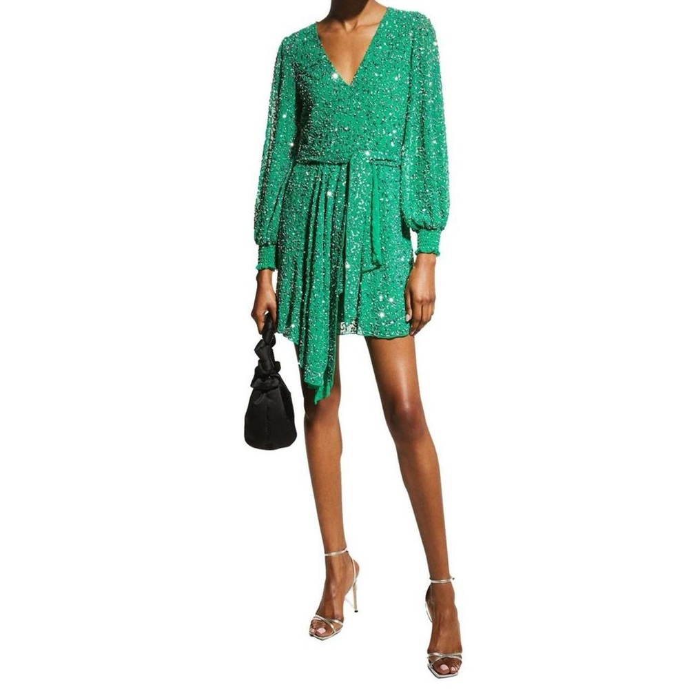 Alice + Olivia Kieran Green Sequin Dress